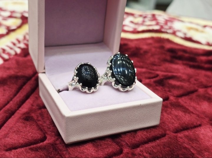 Natural Hussaini Aqeeq Couples Silver Ring💍
