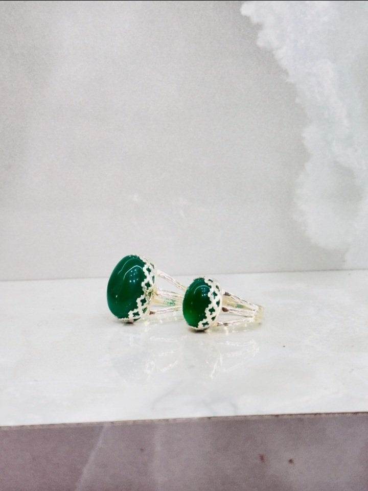 Natural Yamini Aqeeq Couples Silver Ring 💍
